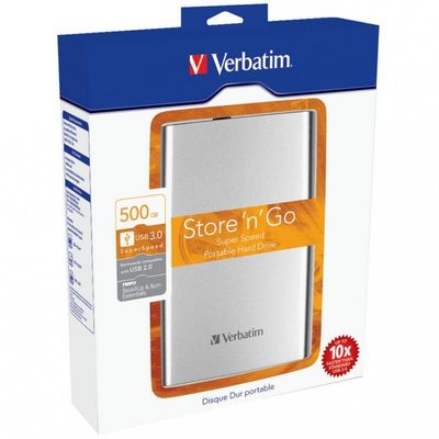 Hard Disk Extern VERBATIM Store n Go Portable 500GB Silver