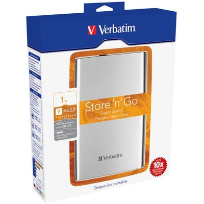 Hard Disk Extern VERBATIM Store n Go 1TB 2.5 inch USB 3.0 silver