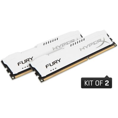Memorie RAM HyperX Fury White 8GB DDR3 1600 MHz CL10 Dual Channel Kit