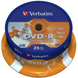 DVD-R 4.7GB 16x Wide Inkjet Printable ID Brand 25 buc.