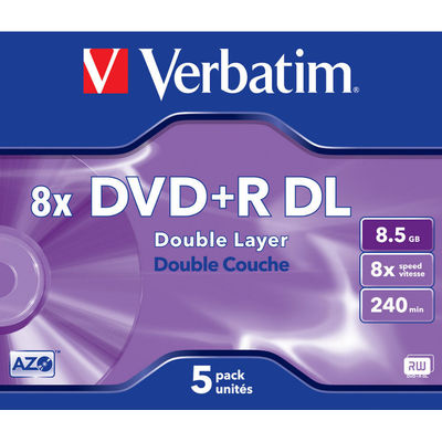 VERBATIM dublat-DVD+R 8.5GB 8x Double Layer Matt Silver Jewel Case 5 buc.