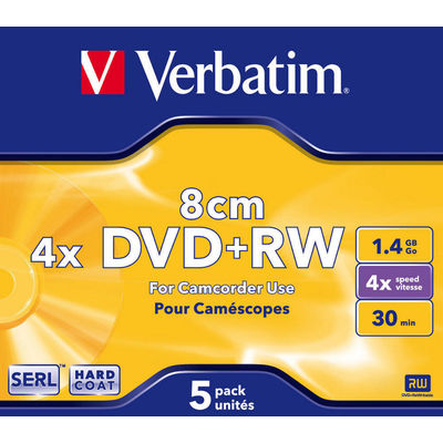 DVD-RW 1.4GB 4x 8cm Matt Silver Jewel Case 5 buc.