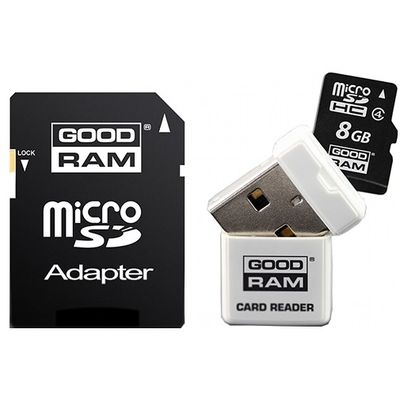 Card de Memorie GOODRAM Micro SDHC 8GB Clasa 4 + Adaptor SD + Card Reader USB