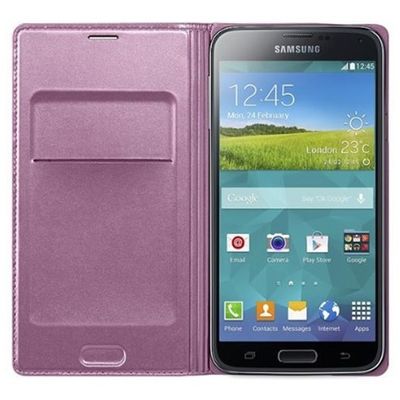 Samsung Husa de protectie tip Flip Wallet EF-WG900BPEGWW Roz Glam pentru G900 Galaxy S5