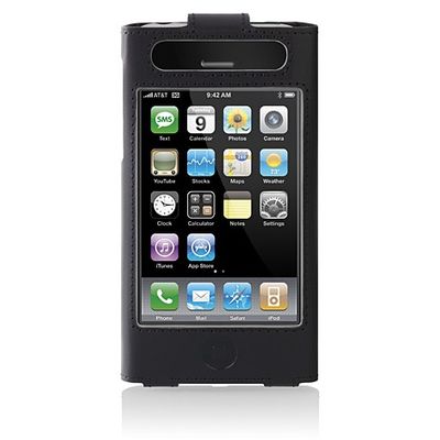 Belkin Husa protectie tip Toc Leather Sleeve with Clip Black pentru iPhone 3G si 3GS