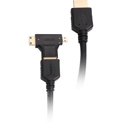Prestigio Cablu HDMI - HDMI - microHDMI - miniHDMI, 1.8m, negru