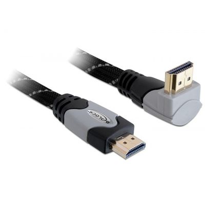 DELOCK HDMI Male - HDMI Male, 90 grade, v1.4, 1m, negru argintiu
