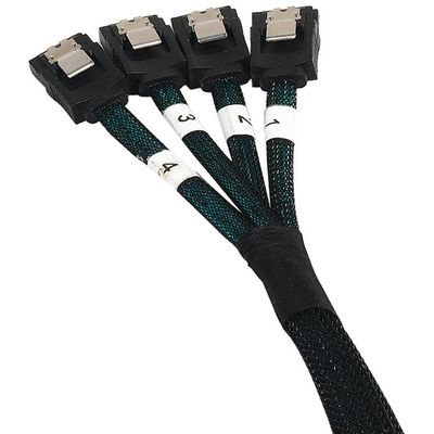 Orico Cablu 4x SATA-II F - 4x SATA-II F conector 90 grade, 90cm, negru sleeved