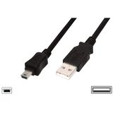 USB 2.0 Male tip A - miniUSB 2.0 Male tip B, 3m, negru