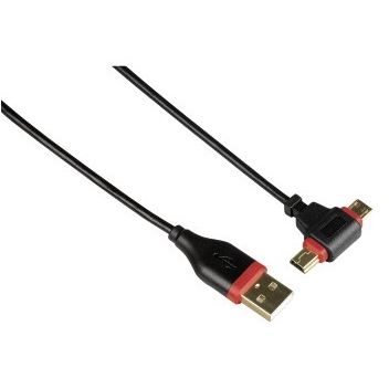 HAMA Cablu 1x USB tip A - 1x miniUSB tip B, 1x microUSB tip B 0.75m, 54516