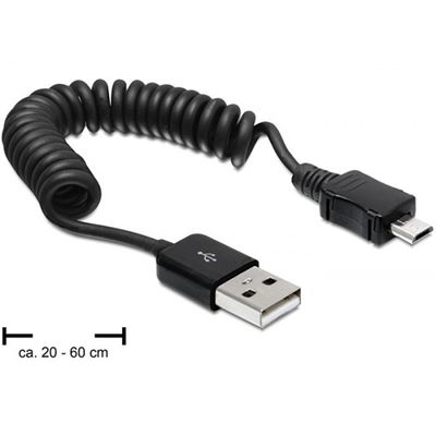 DELOCK Cablu USB M - micro USB M, 0.6m, spiralat, negru