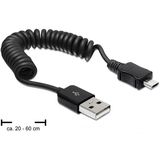 Cablu USB M - micro USB M, 0.6m, spiralat, negru