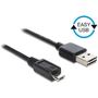 DELOCK Cablu USB M - micro USB M, 1m, reversibil, negru