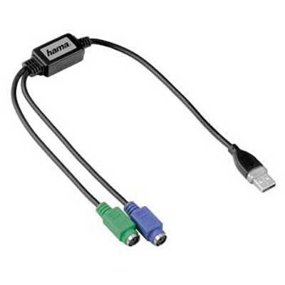 HAMA USB 2.0 Male tip A - 2x PS/2 Female, 0.15m, negru, 39709