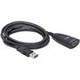 DELOCK Cablu USB 3.0 F - USB 3.0 M, 5m, activ, negru