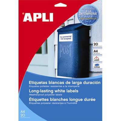 Etichete autoadezive Apli, poliester, laser/copy, 10.5 x 148 mm, 80 bucati, 20 coli/top - Pret/set