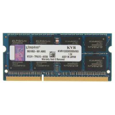 Memorie Laptop Kingston 8GB, DDR3, 1333MHz, CL9, 1.5v