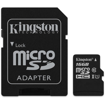 Card de Memorie Kingston Micro SDHC 16GB Clasa 10 UHS-I + Adaptor SD