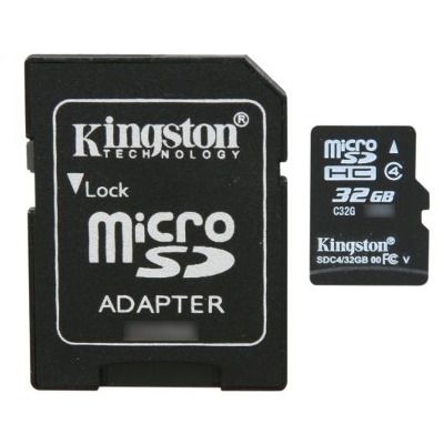 Card de Memorie Kingston Micro SDHC 32GB Clasa 4 + Adaptor SD