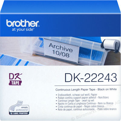 Brother DK22243 Banda continua de hartie 102 mm x 30, 48 m, negru/alb