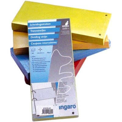 Separatoare carton pentru biblioraft, 180 g/mp, 105 x 240 mm, 100/set, Kangaro - galben