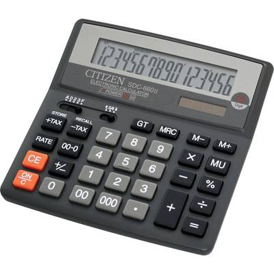 Calculator Citizen SDC-660N, 16 digiti, taxe, dual power, 159 x 156 x 32 mm - Pret/buc