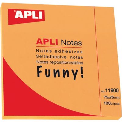 Notite adezive Apli, 75x75mm, 100 file, orange - Pret/buc