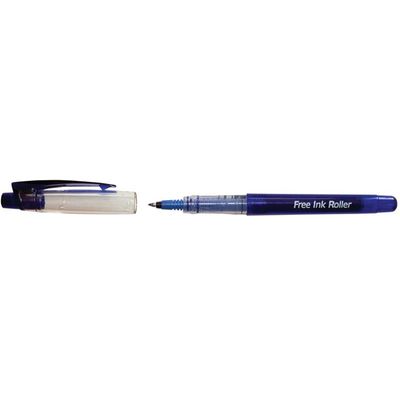 Roller cu cerneala, free-ink, corp plastic, in culoarea scrierii, varf 0.7 mm, albastru - Pret/buc