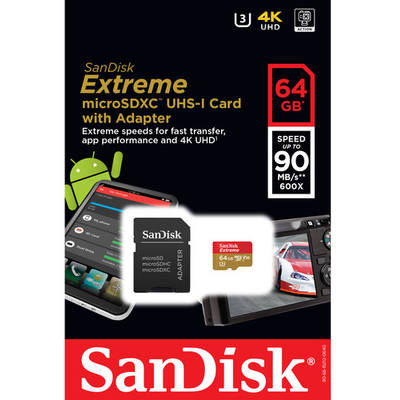 Card de Memorie SanDisk Micro SDXC Extreme Class 10 UHS-I 64GB + Adaptor SD