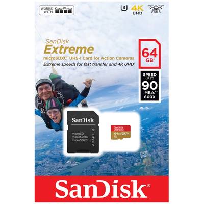 Card de Memorie SanDisk Extreme microSDXC 64 GB 90/60 MB/s Class 10 U3 V30 UHS-I