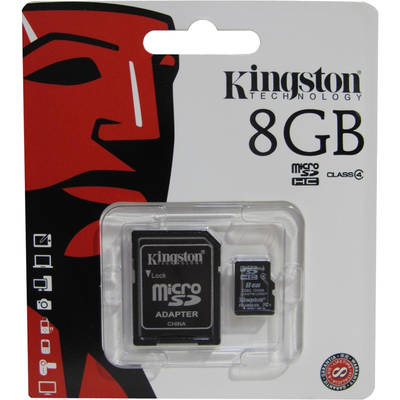 Card de Memorie Kingston Micro SDHC 8GB Clasa 4 + Adaptor SD
