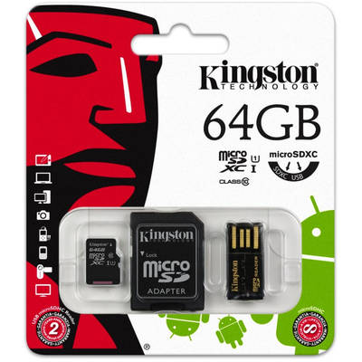 Card de Memorie Kingston Micro SDXC 64GB Clasa 10 UHS-I + Adaptor SD + Card Reader USB