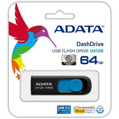 Memorie USB ADATA DashDrive UV128 64GB negru/albastru