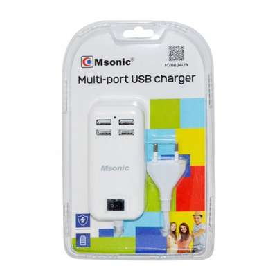 Vakoss MSONIC Încarcator multi-port USB,  4xUSB, 2,5A, AC 100~240V MY6634UW alb