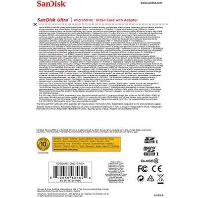 Card de Memorie SanDisk Micro SDHC Ultra Cameras 16GB UHS-I Class 10 80 MB/s + Adaptor SD