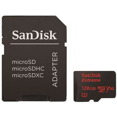 Card de Memorie SanDisk Micro SDXC Extreme Action Cameras 128GB UHS-I U3 V30 Class 10 90 MB/s + Adaptor SD