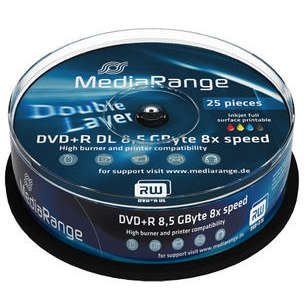 MediaRange DVD+R Double Layer Printable 8x Cake25