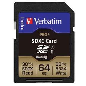 Card de Memorie VERBATIM Pro+ SDXC 64GB Clasa 10