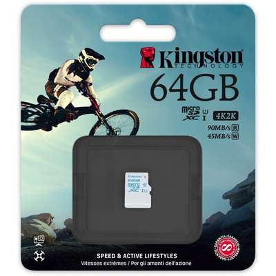 Card de Memorie Kingston Micro SDXC Action Camera 64GB Clasa 10, UHS-I U3
