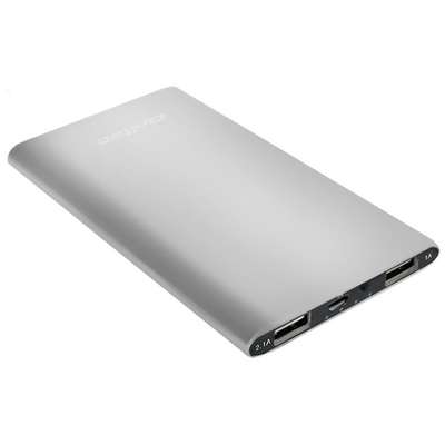 QOLTEC Slim, 4000 mAh, 2x USB, 2.1A, Silver