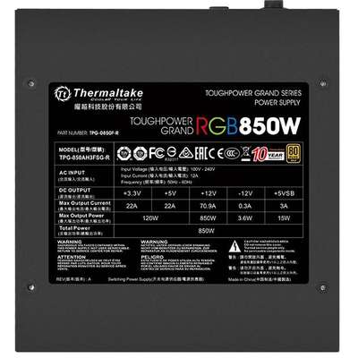 Sursa PC Thermaltake Toughpower Grand RGB, 80+ Gold, 850W