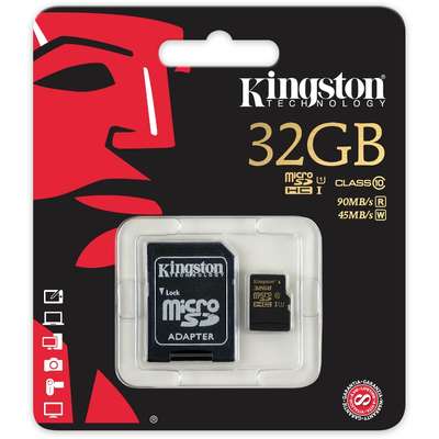 Card de Memorie Kingston Micro SDHC 32GB Clasa 10 UHS-I U1 + Adaptor SD