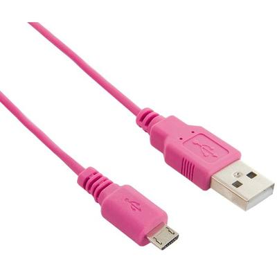 4World USB Male to microUSB Male, 1 m, Pink