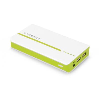Esperanza Atom 11000mAh, 2x USB, Alb-Verde