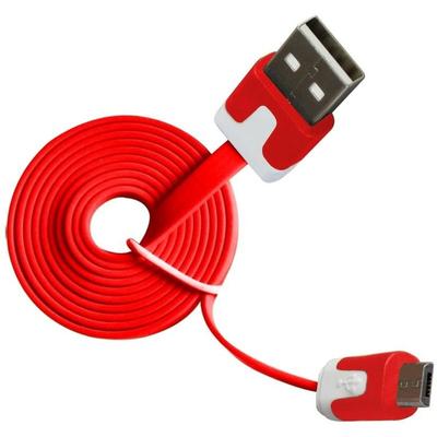 Vakoss Flat USB Male la microUSB Male, 1 m, Red