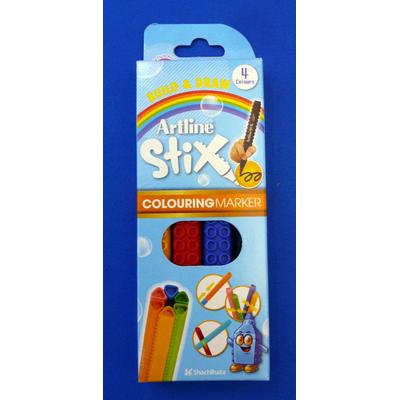 Marker pentru colorat ARTLINE Stix, varf rotund 1.2mm, lavabil,  4 buc/cutie