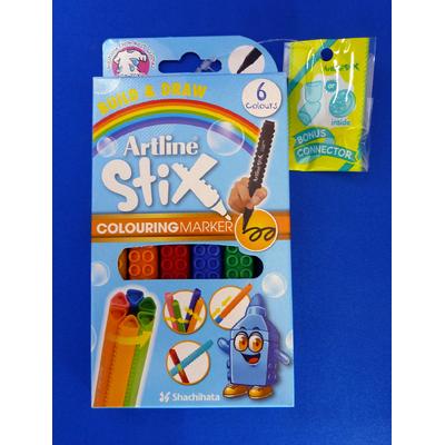 Marker pentru colorat ARTLINE Stix, varf rotund 1.2mm, lavabil,  6 buc/cutie