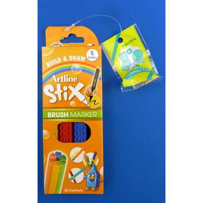 Marker pentru colorat ARTLINE Stix, varf flexibil (tip pensula), lavabil,  4 buc/cutie