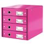 Suport cu 4 sertare, din carton laminat, LEITZ Click & Store - roz
