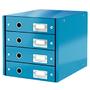 Suport cu 4 sertare, din carton laminat, LEITZ Click & Store - albastru